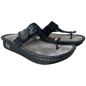 Alegria Carina Women Comfort Leather Sandals Sz EU 41 US 8.5/9 Rhinestones Black